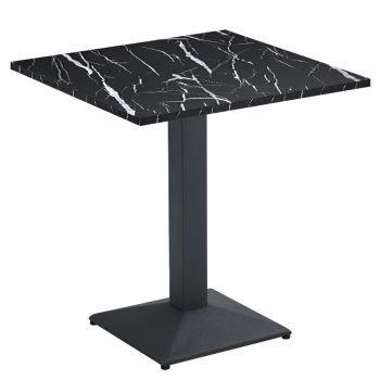 KONDELA Jedálenský bistro stôl, čierny mramor/čierna, 70x70 cm, RINALDO TYP 1