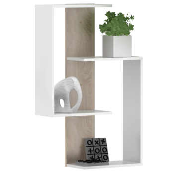 KONDELA Závesná polica, biela/dub sonoma, VALPA