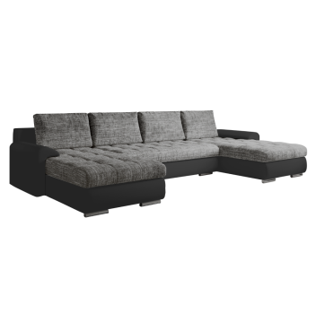 KONDELA Univerzálna sedacia súprava, ekokoža čierna/sivý melír, TOLITA U UNI