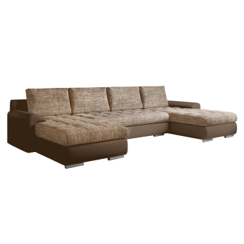 KONDELA Univerzálna sedacia súprava, ekokoža hnedá/hnedý melír, TOLITA U UNI