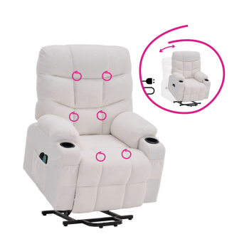 KONDELA Masážne polohovacie kreslo, biela, HUDSON