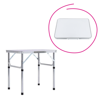 KONDELA Skladací kempingový stôl, 60 cm, hliník/MDF, KEPI TYP 2