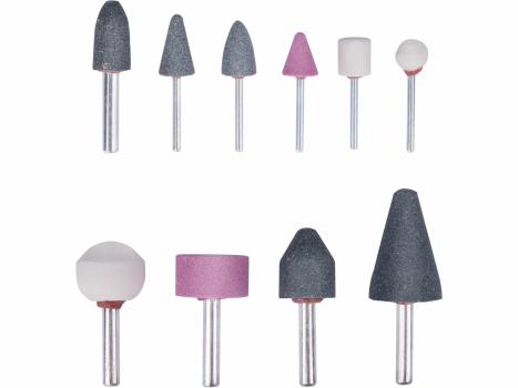 Brúsne telieska, 10-dielna sada, stopka 5x Ø6mm + 5x Ø3mm