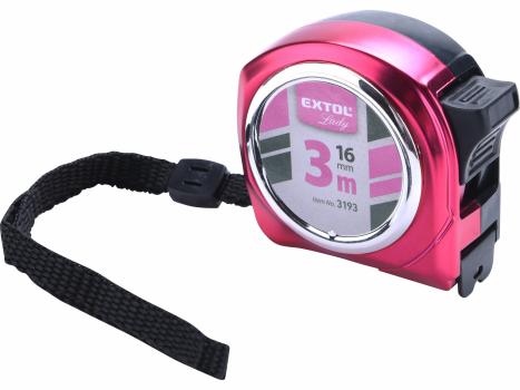 Meter zvinovací ružový, 3m/16mm, 1xbrzda