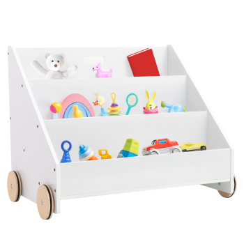 KONDELA Detská knižnica s kolieskami, biela, BERUS