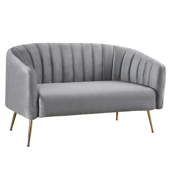 KONDELA Dizajnový 2-sed, sivá Velvet látka/gold chróm-zlatý, BAGY