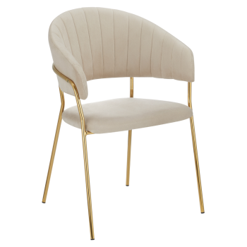 KONDELA Dizajnové jedálenské kreslo, béžová Velvet látka/gold chróm zlatý, DASMIN NEW TYP 1
