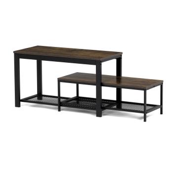 AUTRONIC ABO-W2124 OLW Botník 2 police, MDF dekor staré dřevo, kov - černý matný lak