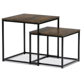 AUTRONIC AF-076 OLW Set 2 ks odkládacích stolků, MDF, dekor divoký dub, kov, černý lak
