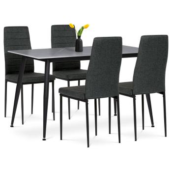 AUTRONIC ASE-1003 BK2 Jídelní set 1+4, stůl 130x70, deska slinutý kámen v imitaci šedého matného mra