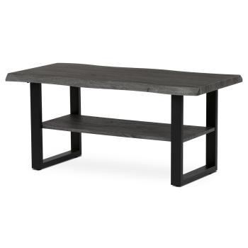 AUTRONIC CT-F4212 GREY Stůl konferenční, 120x60x55 cm, MDF deska, dekor šedý dub, kov, police, černý