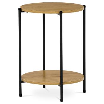 AUTRONIC CT-G1005 OAK Přístavný stolek, MDF, dekor divoký dub, kov, černý lak