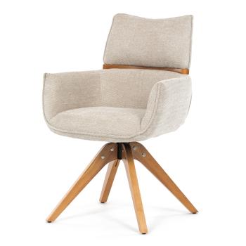 AUTRONIC DCH-D1348 CRM2 Židle jídelní, béžová látka, 360° vratný mechanismus, masiv jasan