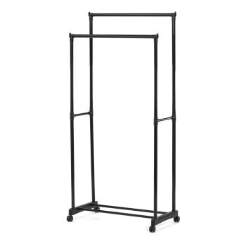 AUTRONIC GD-164 BK Stojan na šaty dvouramenný s odkladačem na boty, černá barva, kov / plast, chrom