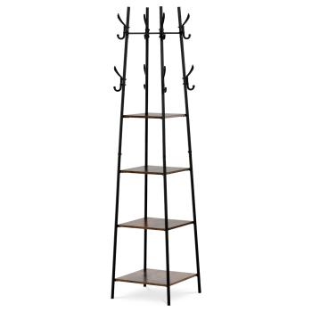 AUTRONIC GD-170 OLW Věšák se 4 policemi, dekor staré dřevo, MDF, černý lak