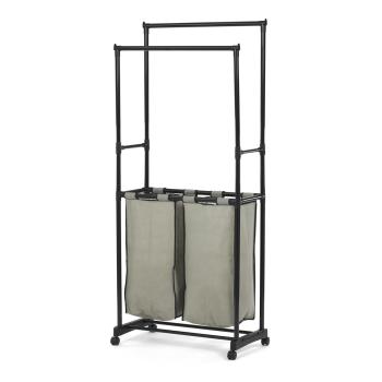 AUTRONIC GD-176 BK Věšák dvouramenný s košem na prádlo, černý plast.