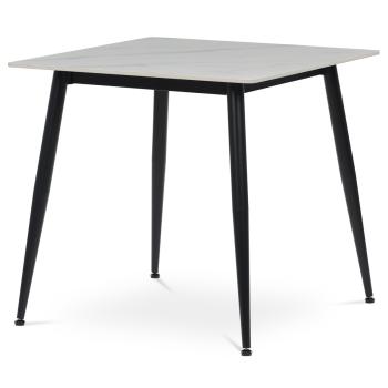 AUTRONIC HT-398M WT Stůl jídelní 80x80 cm, keramická deska bílý mramor, černé kovové nohy
