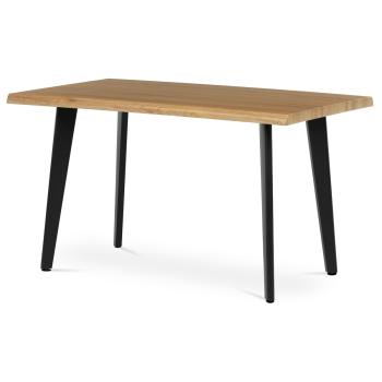 AUTRONIC HT-F4413 OAK Stůl jídelní, 130x80x75 cm, MDF deska, dekor divoký dub, kov, černý lak