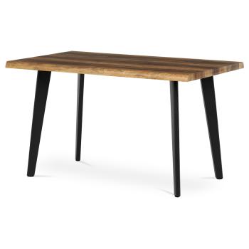 AUTRONIC HT-F4413 OLW Stůl jídelní, 130x80x75 cm, MDF deska, dekor staré dřevo, kov, černý lak