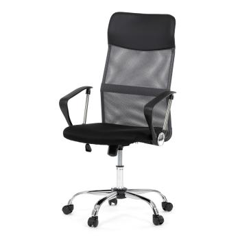 AUTRONIC KA-E305 GREY Kancelářská židle s podhlavníkem z ekokůže, potah černá látka MESH a šedá síťo