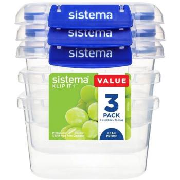 SISTEMA VODOTESNA KRABICKA NA POTRAVINY KLIP IT PLUS SUPRAVA 3 KS 2 KLIPY 400 ML