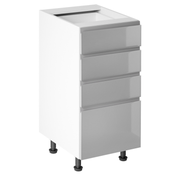 KONDELA Spodná skrinka, biela/sivá extra vysoký lesk HG, AURORA D40S4