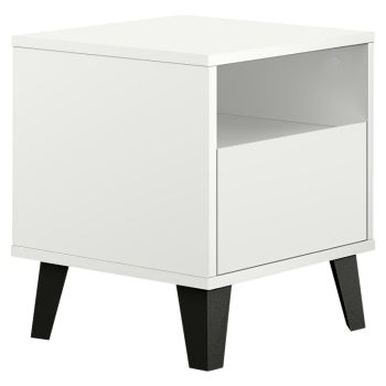 KONDELA Nočný stolík, biela, BOGAN NEW 1S