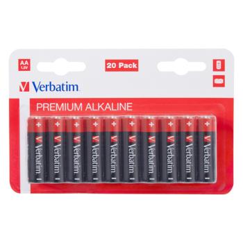VERBATIM BATERIA ALKALICKA, TUZKOVA, AA, 1.5V , BLISTER, 20-PACK, 49877