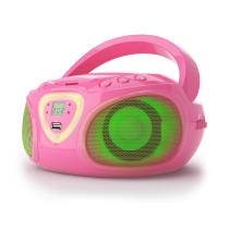 AUNA ROADIE, BOOMBOX, RUZOVY, CD, USB, MP3, FM/AM RADIO, BLUETOOTH 2.1, LED FAREBNE EFEKTY, 10029815
