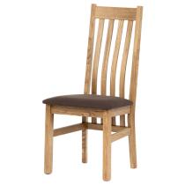 AUTRONIC C-2100 BR2 Drevená jedálenská stolička, poťah čokoládovo hnedá látka, masív dub, prírodný o