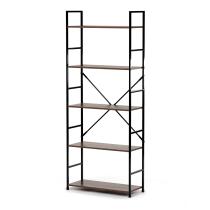 AUTRONIC GD-225 OLW Regál, 5 polic, dekor staré dřevo, MDF, černý lak