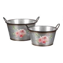 AUTRONIC OK6386 Kovový obal na květiny, sada 2ks. Design s růžemi.