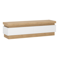 KONDELA RTV stolík 01, dub riviéra/biela s extra vysokým leskom, LEONARDO