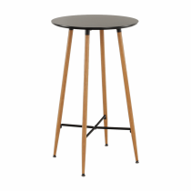 KONDELA Barový stôl, čierna/dub, priemer 60 cm, IMAM