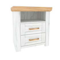 KONDELA Nočný stolík X, dub craft zlatý/dub craft biely, SUDBURY