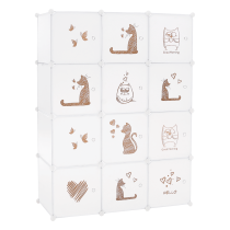 KONDELA KITARO DETSKA MODULARNA SKRINA, BIELA/HNEDY DETSKY VZOR