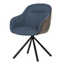 AUTRONIC DCH-Y1143 BLUE2 Židle jídelní, modrá látka a tmavě šedá látka v dekoru vintage kůže, černý