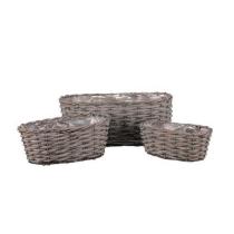AUTRONIC OV4142 GREY Košík proutěný - oválný truhlík, šedý, cena za sadu 3 ks