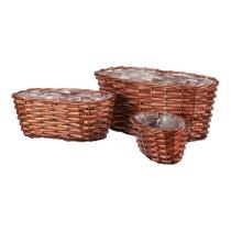 AUTRONIC OV4142 BR-LT Košík proutěný - oválný truhlík, sv. hnědý, cena za sadu 3 ks