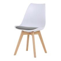 AUTRONIC CT-X7056 GREY Židle jídelní, bílá plastová skořepina, sedák šedá látka, masiv přírodní buk