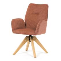 AUTRONIC DCH-C2148 ORA2 Jídelní židle s područkami, oranžová voděodpudivá látka, dubové nohy, otočná