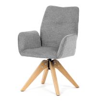 AUTRONIC DCH-C2148 SIL2 Jídelní židle s područkami, světle šedá voděodpudivá látka, dubové nohy, oto