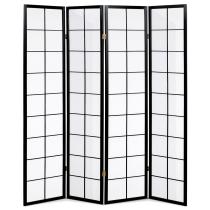 AUTRONIC EF-E804 BK Paraván dřevěný 4 dílný, masiv smrk, bílá netkaná textilie, černý matný lak