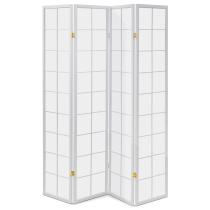 AUTRONIC EF-E804 WT Paraván dřevěný 4 dílný, masiv smrk, bílá netkaná textilie, bílý matný lak