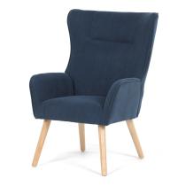 AUTRONIC AK-314 BLUE2 Křeslo, potah modrá manšestrová látka, dřevěné nohy, masiv kaučukovník