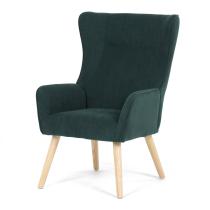 AUTRONIC AK-314 GRN2 Křeslo, potah zelená manšestrová látka, dřevěné nohy, masiv kaučukovník