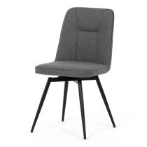AUTRONIC DCL-V2052 GREY2 Židle jídelní, šedá látka, 360° otočný mechanismus, černý matný lak, kovové