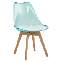 KONDELA Stolička, transparentná zelená, akryl/ekokoža/buk, BALI 2 NEW