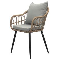 AUTRONIC AZ-F1406 NAT Židle zahradní,kov,umělý ratan, látka šedá