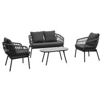 AUTRONIC AZ-L1880 GREY Zahradní set 1+1+2, stůl 90x48, židle a dvojsedačka, Antracitový umělý ratan,